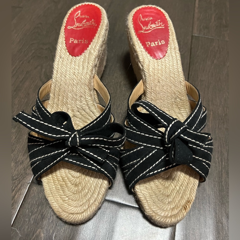 Christian Louboutin Raffia Wedges